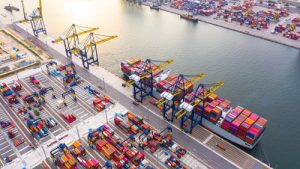 Container Ship Loading And Unloading In Deep Sea Port